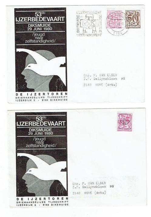 Lot van 13 briefomslagen thema Ijzerbedevaart (Post-0014), Postzegels en Munten, Postzegels | Thematische zegels, Gestempeld, Overige thema's