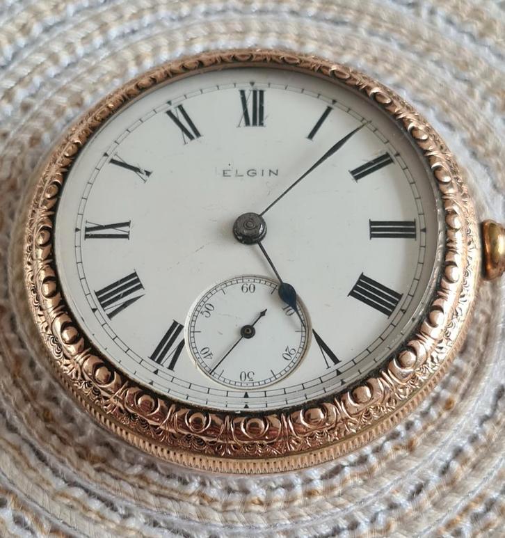 Elgin pocketwatch, Handtassen en Accessoires, Horloges | Antiek, Verguld, Verzenden