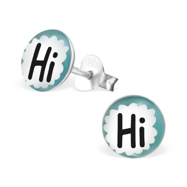 "Hi" 925 sterling zilveren kinderoorbellen, Handtassen en Accessoires, Kindersieraden, Nieuw, Oorbellen, Zilver, Ophalen of Verzenden