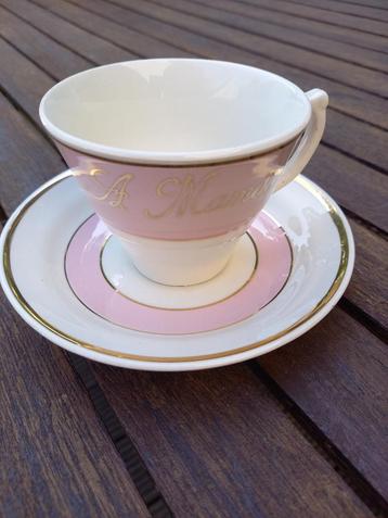 Kopje en onderbordje moederdag Boch, Enlèvement, Utilisé, Porcelaine, Tasse et/ou soucoupe