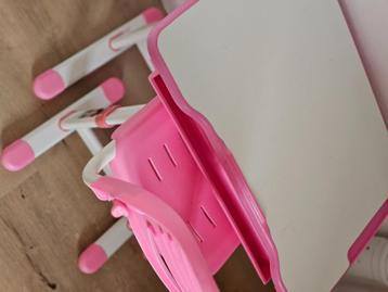 Bureau ajustable avec chaise de bureau, Rose, Enlèvement, Utilisé, Chaise de bureau