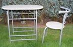 Terrastafeltje met stoel, Ophalen of Verzenden, Zo goed als nieuw, Ovaal, Aluminium