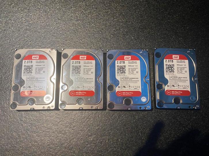4x WD Red Pro 2TB NAS HDD, Computers en Software, Harde schijven, Gebruikt, Server, Intern, HDD, SATA, Ophalen