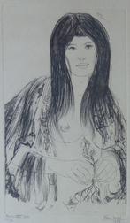 FRANS DILLE / NAAKTE VROUW / ZW-W ETS / 66x50cm / KADER SIG, Antiek en Kunst, Ophalen of Verzenden