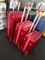 Nouveau Set de Valise Rouge 3 Pieces, Plastique dur, Enlèvement ou Envoi, Neuf, Poignée extensible