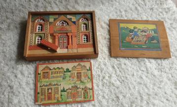 Boîte à puzzle en bois pour jouets vintage
