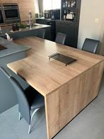 4 ldederen keukenstoelen met hoge rugleuning., Huis en Inrichting, Stoelen, Ophalen, Zo goed als nieuw, Metaal, Vier