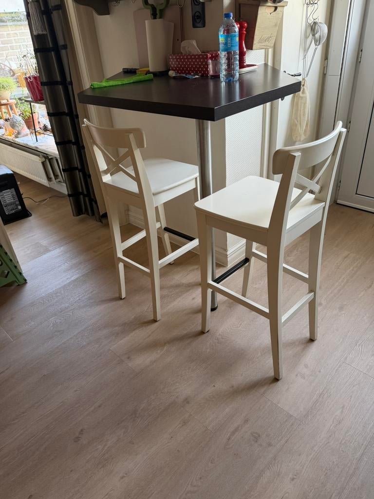 3 witte barkrukken, Huis en Inrichting, Ophalen, Gebruikt, 60 tot 90 cm, 3 krukken