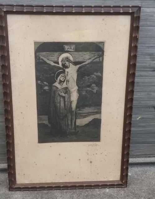 Gravure jesus signe jean roch collon, Antiek en Kunst, Kunst | Etsen en Gravures, Ophalen of Verzenden