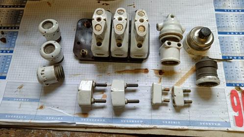 porseleinen  lampsockets, zekeringen, e.a., Verzamelen, Overige Verzamelen, Gebruikt, Ophalen of Verzenden