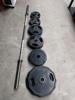 130kg Olympische Gewichten + Olympische Barbell 220cm,20kg, Sport en Fitness, Ophalen, Gebruikt, Halterschijven