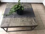 Salontafel van massief mangohout - POMAX, Ophalen, Zo goed als nieuw, Vierkant, Metaal