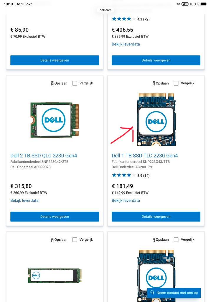 DELL 1TB, M.2, PCIe NVMe, SSD, Computers en Software, Harde schijven, Zo goed als nieuw, Desktop, Intern, SSD, Ophalen of Verzenden