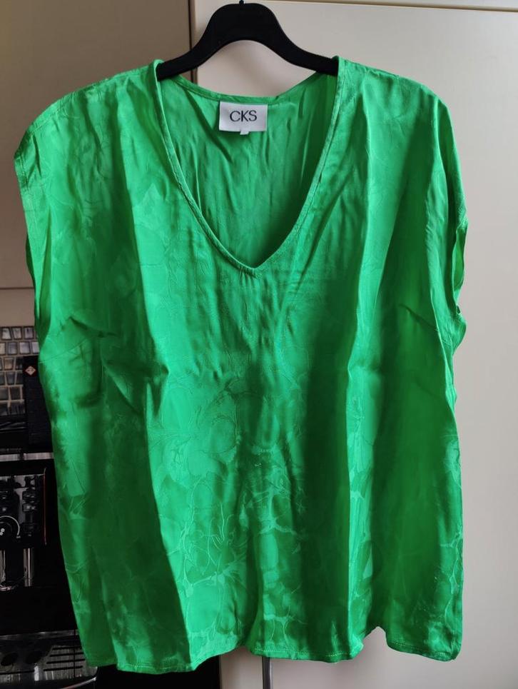 Zijde-achtig blousje 'CKS' maat L, Kleding | Dames, Blouses en Tunieken, Gedragen, Maat 42/44 (L), Groen, Ophalen of Verzenden