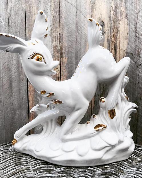 Porselein goldplated beeld bambi, Antiek en Kunst, Antiek | Porselein, Ophalen of Verzenden