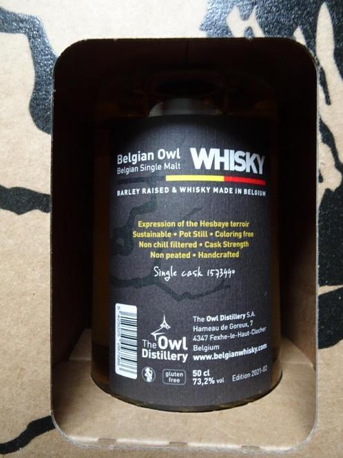 Belgian Owl Single Malt, Single Cask Whisky GESIGNEERD!!!, Verzamelen, Wijnen, Nieuw, Ophalen