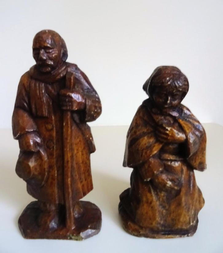 Mooi verweerde vintage beelden, oud koppeltje, Verzamelen, Beelden en Beeldjes, Gebruikt, Mens, Ophalen of Verzenden
