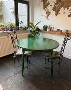 Massief houten eettafel, Huis en Inrichting, Tafels | Eettafels, Ophalen, Gebruikt, Rond, Vier personen