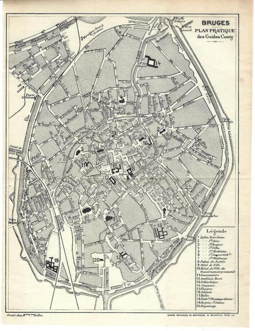 1905 - Brugge stadsplan, Antiquités & Art, Art | Eaux-fortes & Gravures, Enlèvement ou Envoi