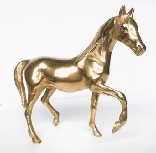 Paard brons messing hand gegoten antiek 20 x 17✨😎🤗🎁👌, Antiek en Kunst, Antiek | Brons en Koper, Brons, Ophalen of Verzenden