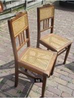 2 belles chaises anciennes en bois et rotin, Enlèvement ou Envoi