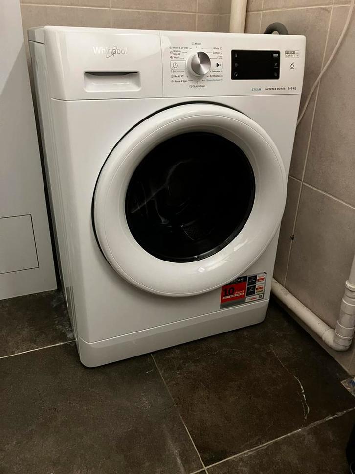 Whirlpool combi (was- en droogmachine) 9+6kg, Elektronische apparatuur, Wasmachines, Zo goed als nieuw, Voorlader, 8 tot 10 kg