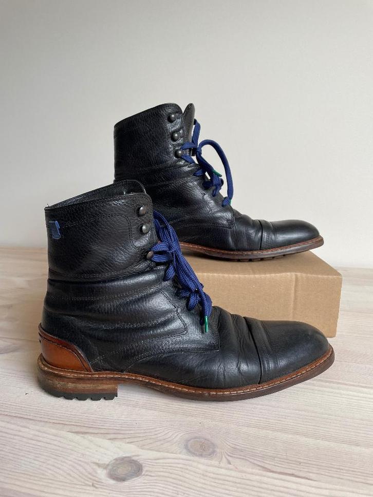 Floris van Bommel - Lederen laarzen maat 8 (42) mannen, Kleding | Heren, Schoenen, Gedragen, Boots, Zwart, Ophalen of Verzenden