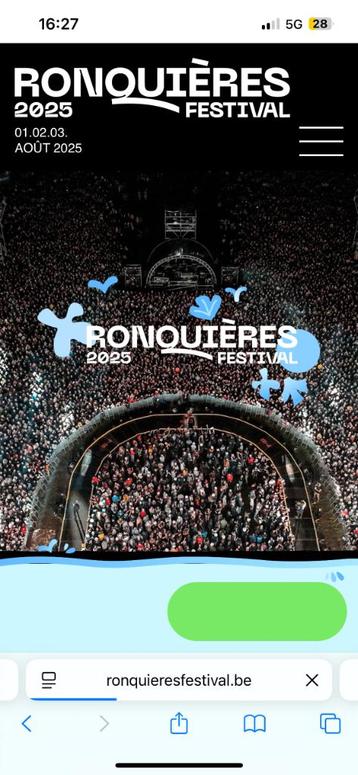 Places Ronquieres festival dimanche, Tickets & Billets, Une personne