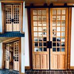 Inieke schuifdeur met geslepen glas, Doe-het-zelf en Bouw, Deuren en Vliegenramen, Ophalen, Gebruikt, Glas, Binnendeur