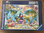 Puzzel Ravensburger 1000 stukjes Disney wereldkaart, Gebruikt, Ophalen of Verzenden, 500 t/m 1500 stukjes, Legpuzzel