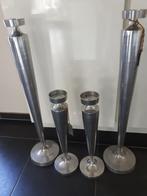 4 Brass en Boom zilverkleurige aluminium kandelaars, Huis en Inrichting, Ophalen of Verzenden, Zo goed als nieuw