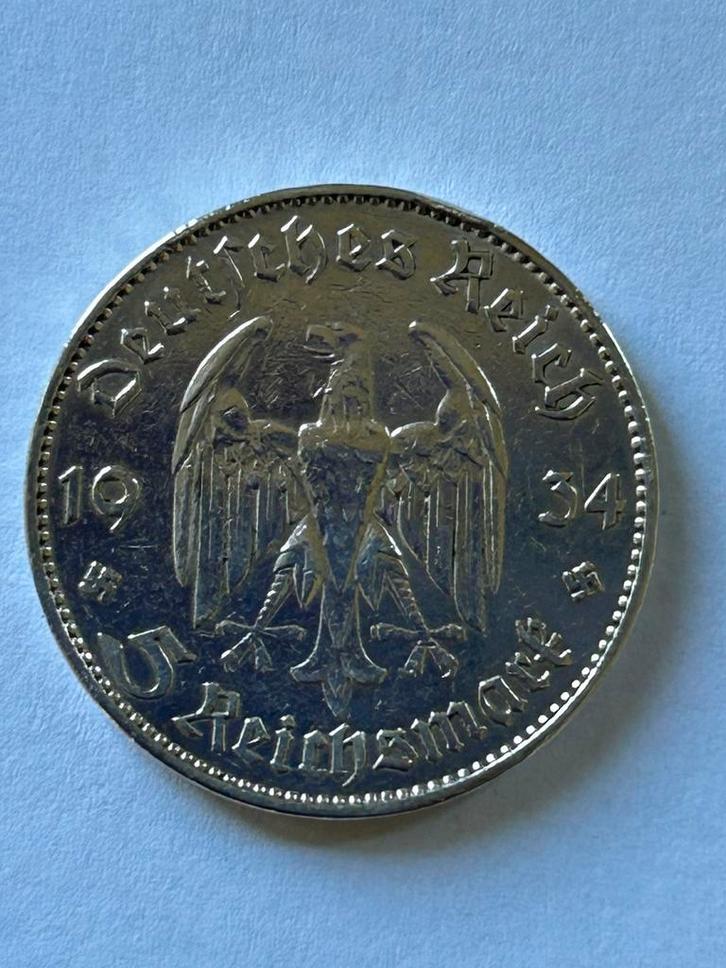 5 Deutsche Reichmark uit 1934 zilver, Postzegels en Munten, Munten | Europa | Niet-Euromunten, Losse munt, Duitsland, Zilver, Ophalen of Verzenden
