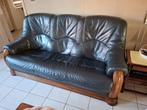 lederen sofa 3 zit en 1 zit, Huis en Inrichting, Ophalen, Gebruikt, Hout, 125 cm of meer