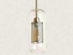 LED hanglamp Julieta Lungo industrieel goud + glas lantaarn, Ophalen of Verzenden, Nieuw, Glas