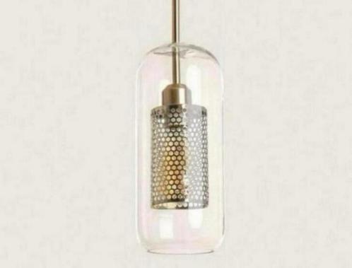 LED hanglamp Julieta Lungo industrieel goud + glas lantaarn, Huis en Inrichting, Lampen | Hanglampen, Nieuw, Glas, Metaal, Ophalen of Verzenden