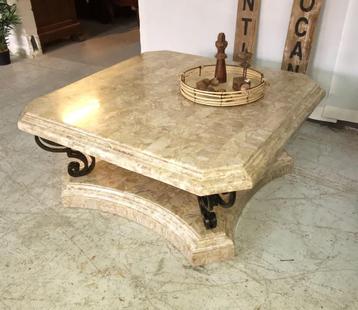 Prachtige marmeren salontafel met brons 107 x 107 H 48cm