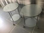 Bijzettafel mat glas op wieltjes (Prijs per stuk), Ophalen, Zo goed als nieuw, Glas