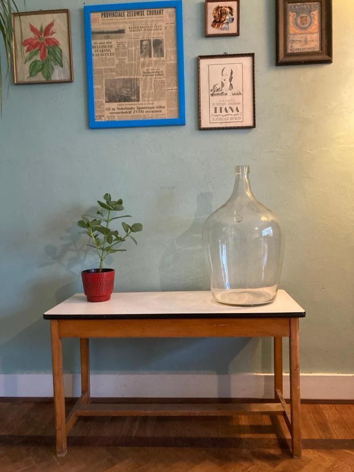 Schooltafel - plantentafel - bijzettafel, Huis en Inrichting, Tafels | Bijzettafels, Rechthoekig, 45 tot 60 cm, 75 cm of meer