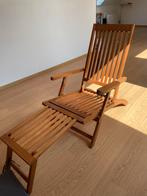 Chaise longue réglable claire en teck, Nieuw