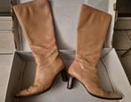 Bottes 36 cuir camel, fermeture éclair talon 7 cm, Enlèvement ou Envoi, Porté