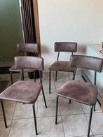 4 bruine stoelen met zwarte poten, Huis en Inrichting, Stoelen, Ophalen, Zo goed als nieuw