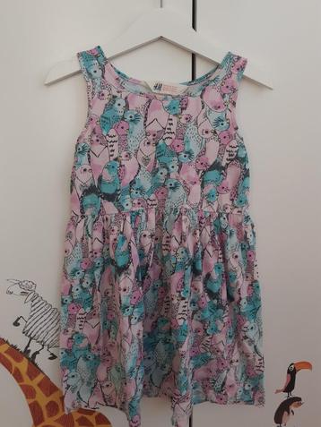 Kleedje H&M maat 110/116 (110) - print vogels, Kinderen en Baby's, Kinderkleding | Maat 110, Gebruikt, Meisje, H&M, Ophalen of Verzenden