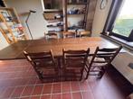 verlengbare houten keukentafel met 6 stoelen, Ophalen, Gebruikt