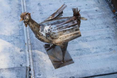 gesmede en verroeste ijzeren kip, nieuw, Tuin en Terras, Tuinbeelden, Nieuw, Dierenbeeld, Metaal, Ophalen