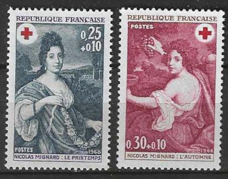 Frankrijk 1968 - Yvert 1580-1581 - Rode Kruis (PF), Postzegels en Munten, Postzegels | Europa | Frankrijk, Verzenden