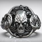 Prachtige skull ring - 925 sterling zilver, Bijoux, Sacs & Beauté, Bagues, Femme ou Homme, Argent, Envoi, Argent