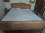 Rieten, vintage tweepersoonsbed, Huis en Inrichting, Slaapkamer | Bedden, Ophalen, Gebruikt, Bruin, Vintage, Ibiza, mediterraanse, boho
