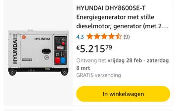 Diesel generator, Doe-het-zelf en Bouw, Aggregaten, Ophalen, Nieuw