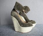 Nieuwe Giuseppe Zanotti suède wedge sandalen, It 37, Neuf, Giuseppe Zanotti, Vert, Sandales et Mûles