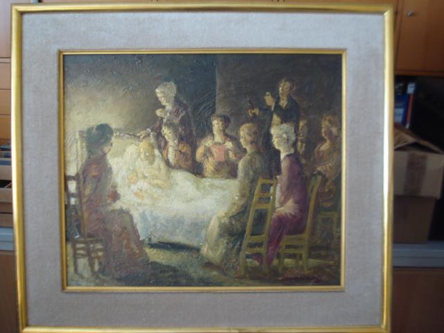 La naissance. Tableau de Dieudonné Damoiseaux, Antiek en Kunst, Kunst | Schilderijen | Klassiek, Ophalen